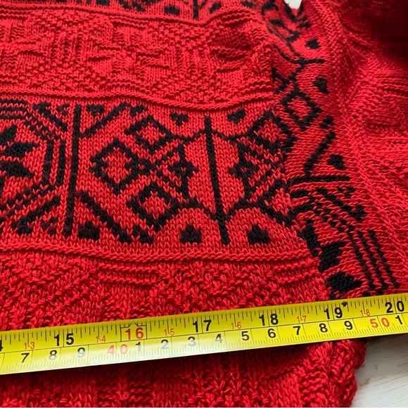 Vintage Red & Black Nordic Snowflake Knit Sweater - Picture 4 of 6